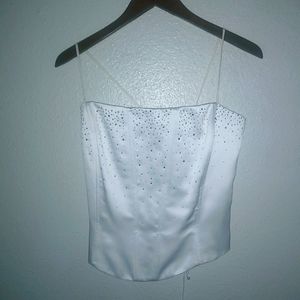 Dave & Johnny Bridal Laura Ryner M Satin Jeweled Lace Up Back Wedding Boustier